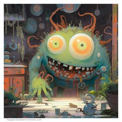 Giclée-Druck FineArt Papier von Charles Kaufman: "Happy Big Eye Monster!"