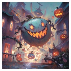Giclée-Druck FineArt Papier von Charles Kaufman: "Crazy Blue Monster Pumpkin!"