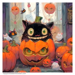 Giclée Print: "Smiling Black Cat!"
