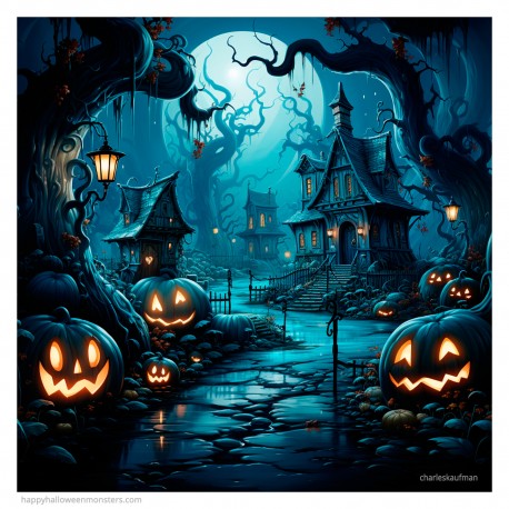 Giclée Print: "Halloween Village"